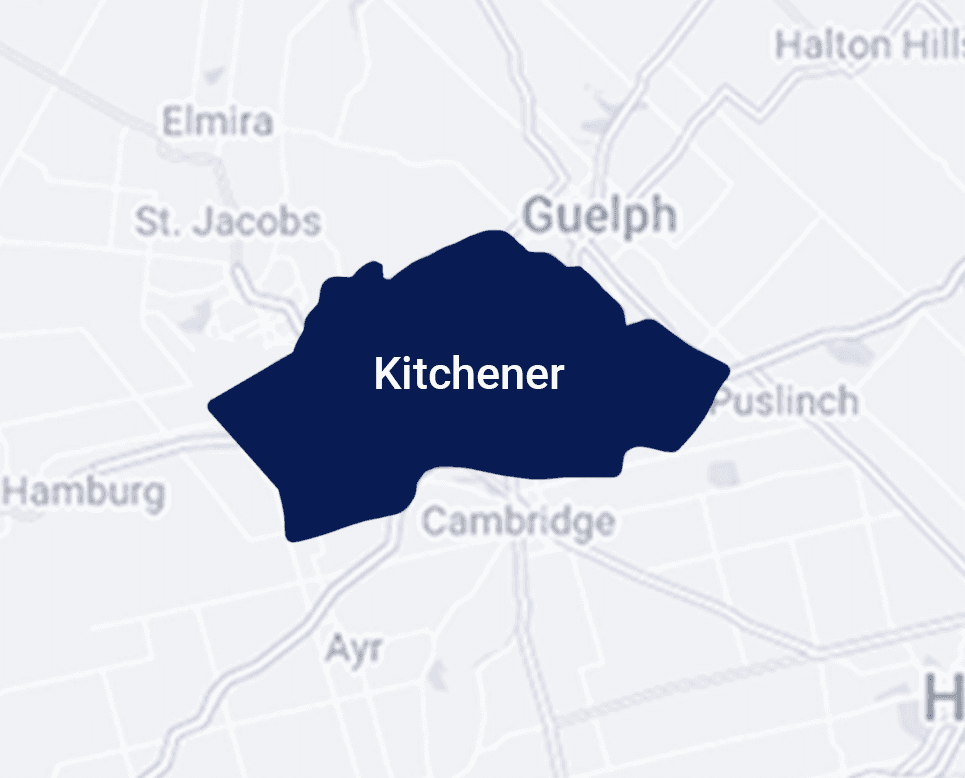 Map highlighting Kitchener, Ontario